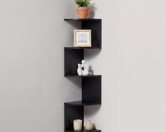 Estantería esquinera de madera / Organizador de pared moderno que ahorra espacio