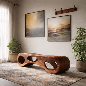 Live Edge Wood Bedroom Bench, Handmade Solid Wood Bench, Organic Modern Seating, Rustic Luxury Entryway Bench, Minimalist Furniture Gift