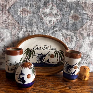 Cabo San Lucas Hand-Painted Plate and Tumbler Set