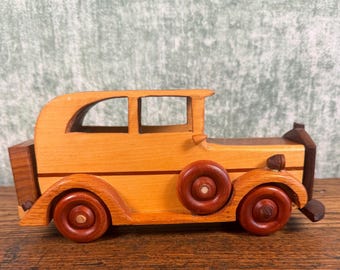 Handcrafted Wooden Model Car Figurine