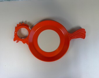 Vintage Red Chicken Picnic Plate Holders with Cup Holders