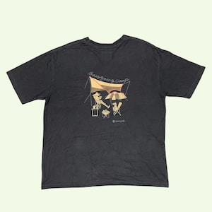 Camiseta Vintage Snow Peak Urban Research Doors Easy Going Camp, color negro desteñido, estilo gorpcore, estilo urbano japonés para exteriores, talla M para hombre.