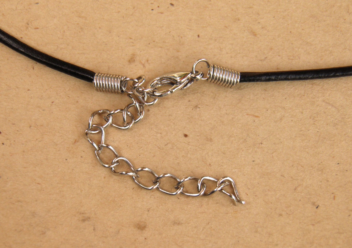 Black Leather Cord Necklace Genuine Leather 18 with Etsy