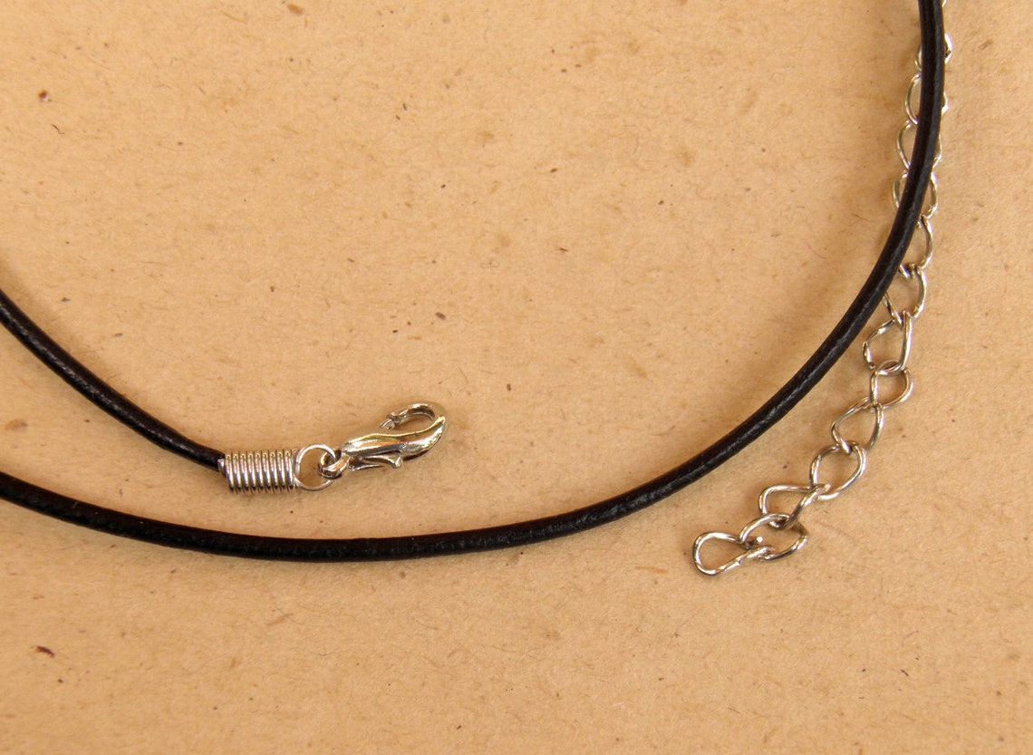 Black Leather Cord Necklace Genuine Leather 18 with Etsy