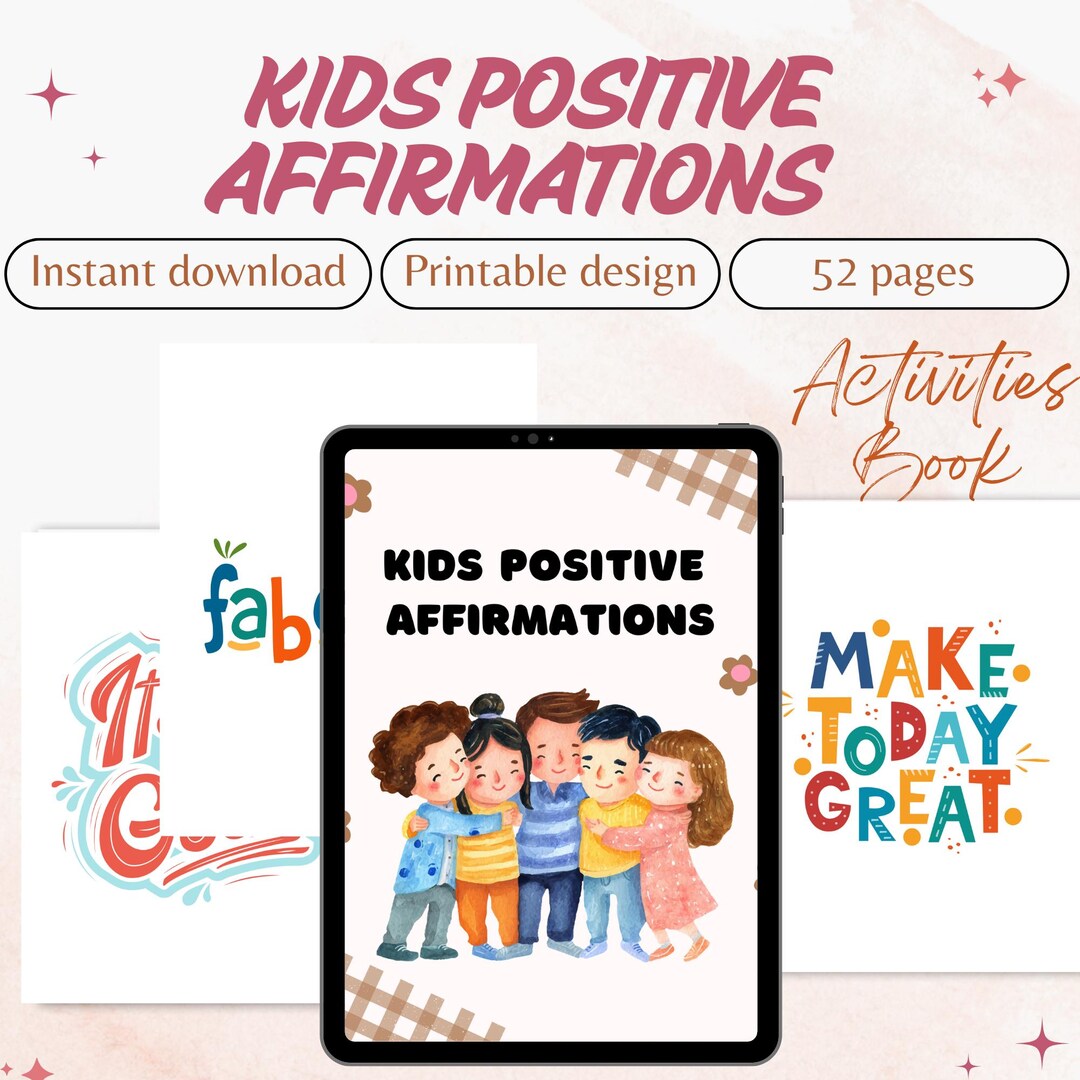 Kids Positive Affirmations Printable | Confidence Self Esteem Workbook ...