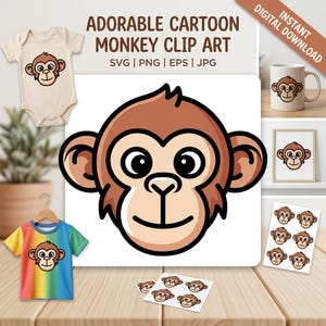 punsch Affe Clipart Bundle| Dschungeltier PNG | Cartoon Affe Clip Art | Kinder Safari Grafik | Druckbare Kinderzimmer Dekor | Sofort Download