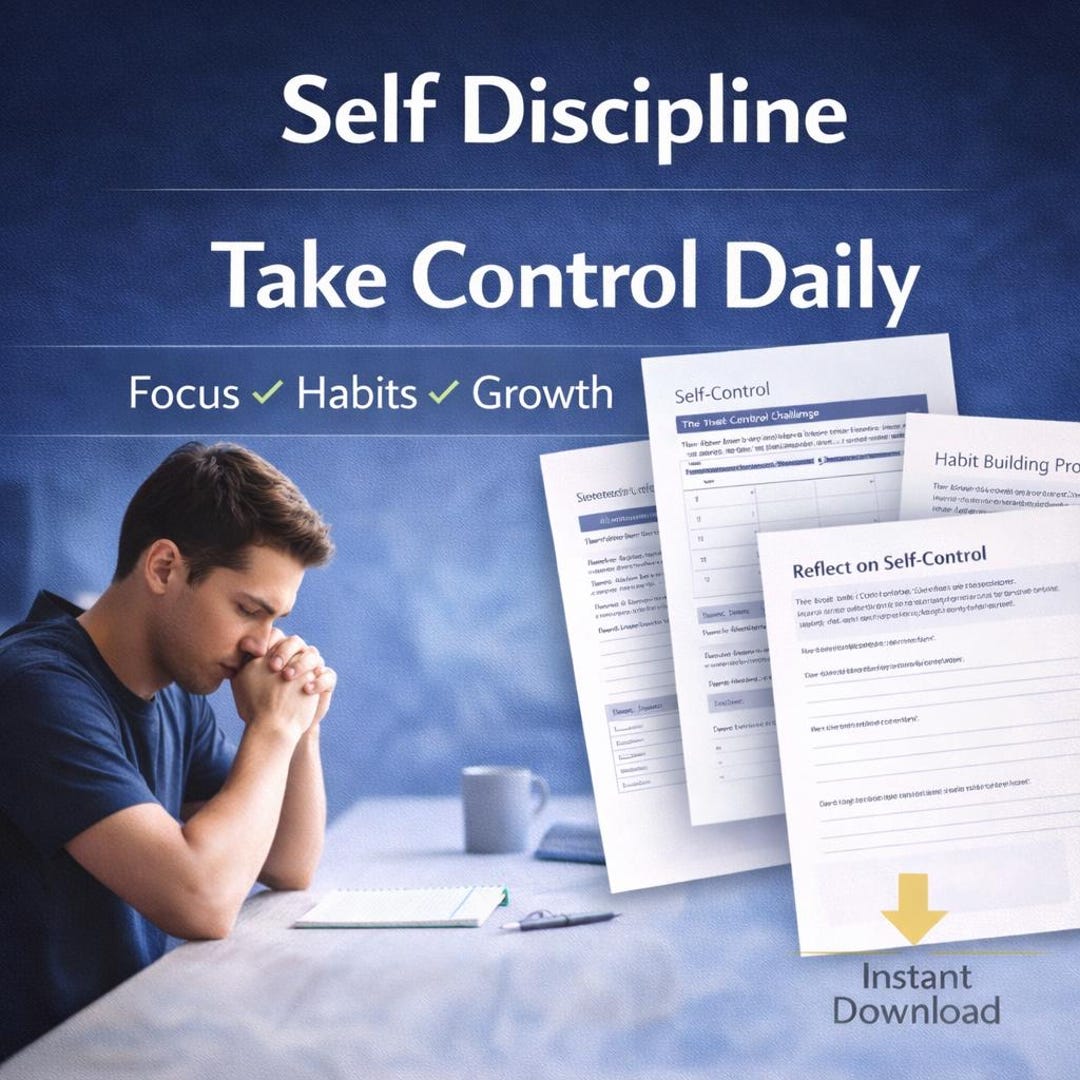 Self Discipline Worksheet.pdf Self Discipline Workbook Printable PDF | Self Control Habit Building ...