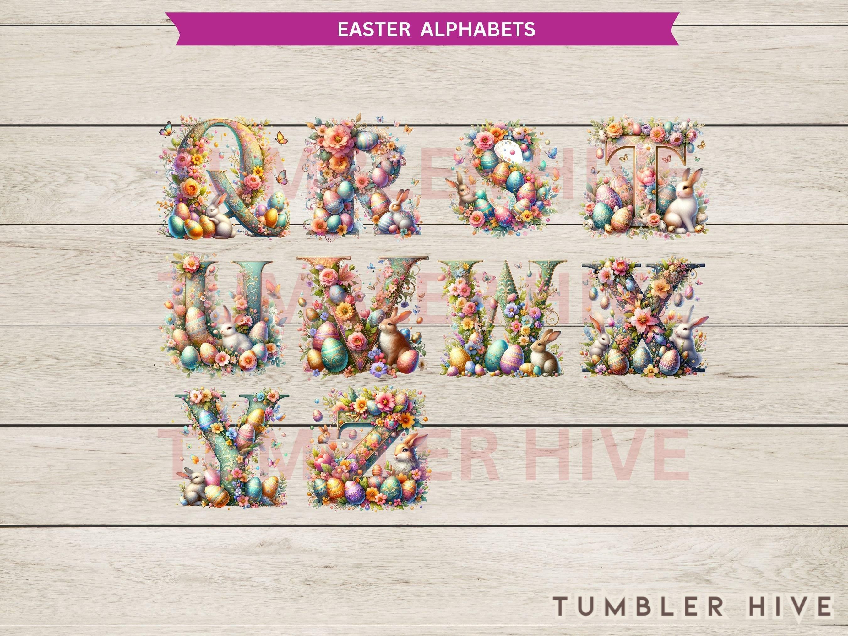 Letter Pattern Easter Easter Bunny Alphabet PNG - Floral Letters for Spring Crafts - Etsy