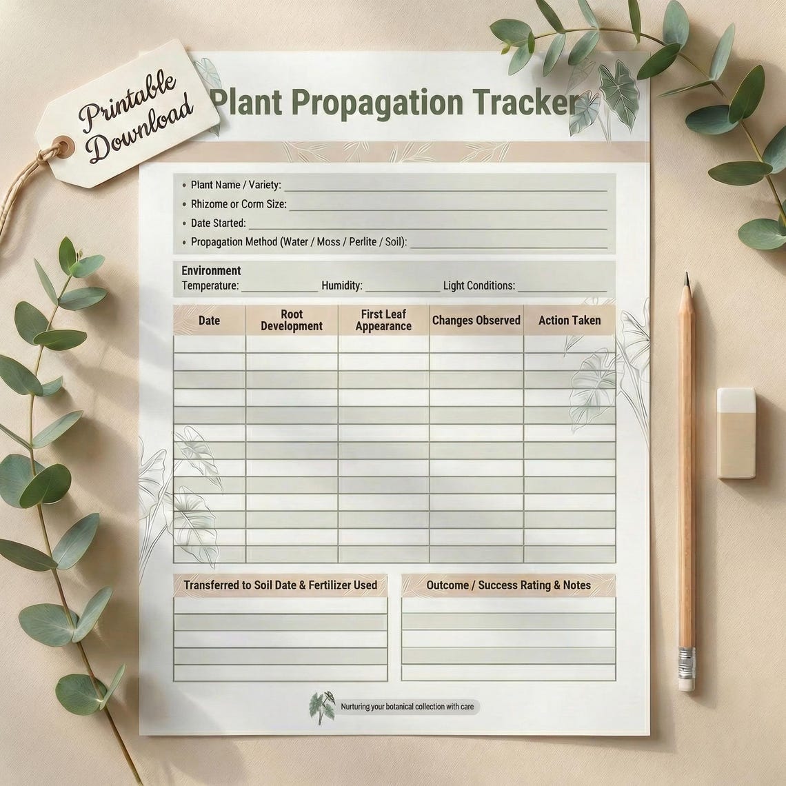 Plant Propagation Tracker Printable | Plant Care Log | Propagation ...