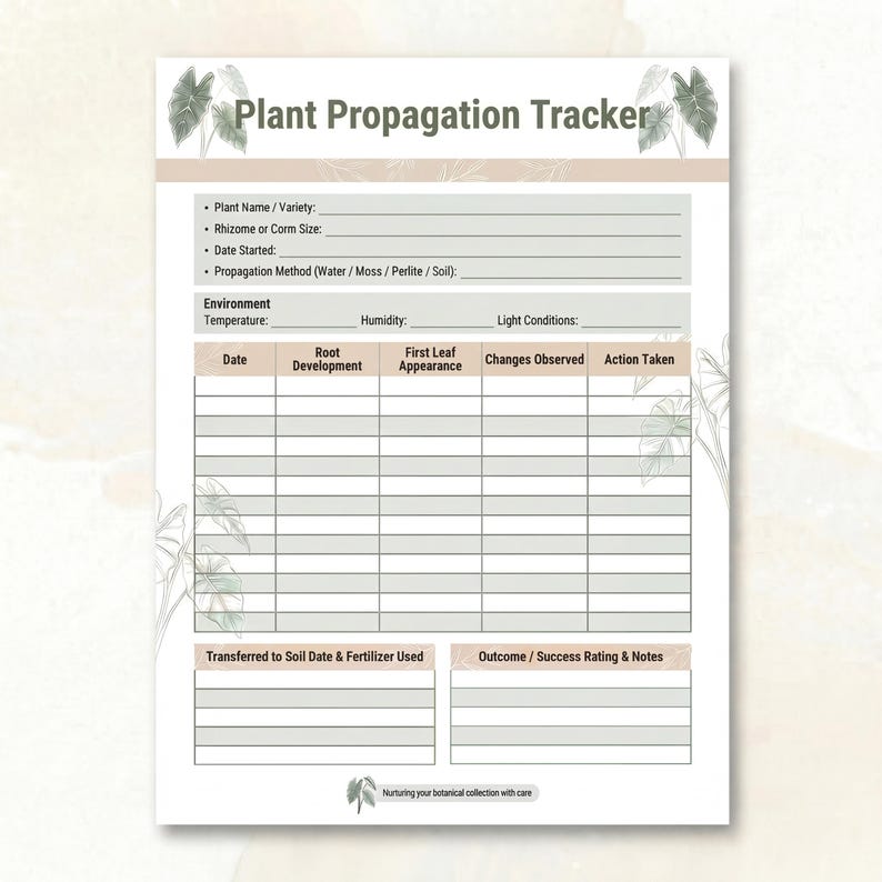 Plant Propagation Tracker Printable | Plant Care Log | Propagation ...