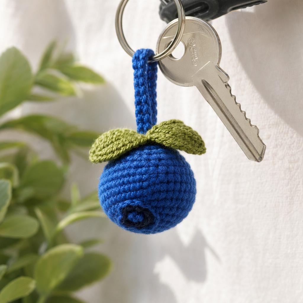 30 Blueberry Crochet Patterns for Fruit-Inspired Amigurumi, Keychains, Plushies, and More 12 Summer Blueberry Crochet Pattern PDF | Mini Keychain Charm