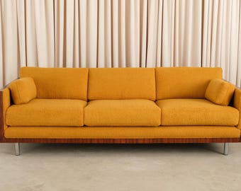 Rosewood Case Sofa in the Style of Milo Baughman, 1970s (mid century modern, mcm)