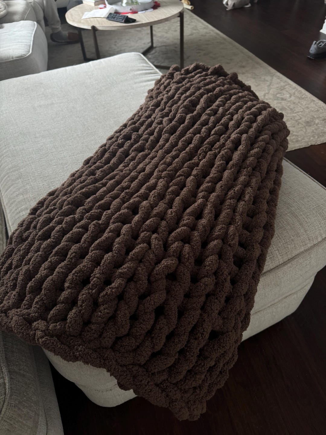 Handmade chunky knit throw