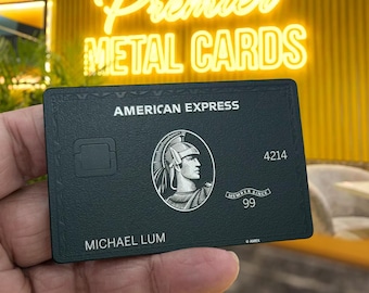 Black Amex Card - Custom Metal Card 1:1 Centurion - Stainless Steel Cover - 2026 Novelty Design - Handmade - Laser Engraved