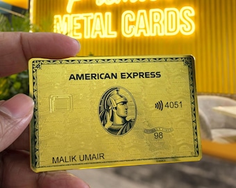 24k guld Amex-kort - Anpassat metallkort 1:1 - Omslag i rostfritt stål - 2026 ny design - Handgjort - Lasergraverat