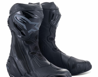 Benutzerdefinierte Motorrad Racing Boots Alpinestars Supertech R Schwarz Sport Bike Reitschutz Lederstiefel