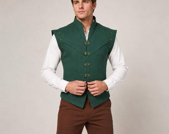 Men's Or Women's Medieval Inspired Vest, Buckle Front, Sleeveless Renaissance Waistcoat, LARP Costume
