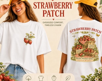 Strawberry Patch Market Shirt, Strawberry Lover Tee, Farmers Market Shirt, Cottagecore Fruit Tshirt, Berry Graphic Tee