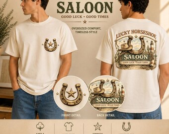 Lucky Horseshoe Shirt, Western Star Tee, Cowboy Graphic Tshirt, Rodeo Country Shirt, Saloon Lucky Charm Tee