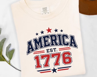 America Est 1776 Shirt, Patriotic Varsity Tee, USA Independence Shirt, 4th of July Shirt, Vintage America Shirt, USA Pride Tee, Freedom Tee