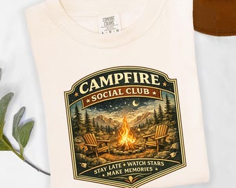 Campfire Social Club Shirt, Camping Graphic Tee, Outdoor Adventure Shirt, National Park Tshirt, Mountain Campfire Tee