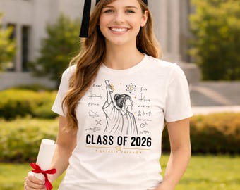 STEM Graduation Shirt Class of 2026, Female Graduate Shirt, Science Math Graduate Gift, Smart Girl Grad Tee