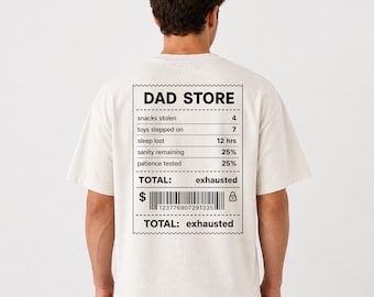 Dad Store Receipt Shirt, Funny Dad Receipt Tee, Exhausted Father Graphic Shirt, Modern Parenting Humor Tee
