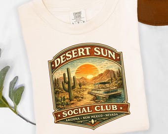 Desert Sun Social Club Shirt, Southwest Graphic Tee, Arizona Desert Shirt, Vintage Cactus Tshirt, Western Summer Tee