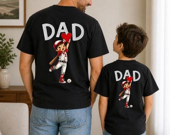 Dad Son Matching Shirt, Baseball Boy Dad Outfit, DAD Heart Shirt, Fathers Day Matching Family Tee