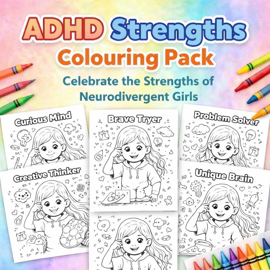 ADHD Colouring Pages for Girls | 14 Page Confidence & Self Esteem ...