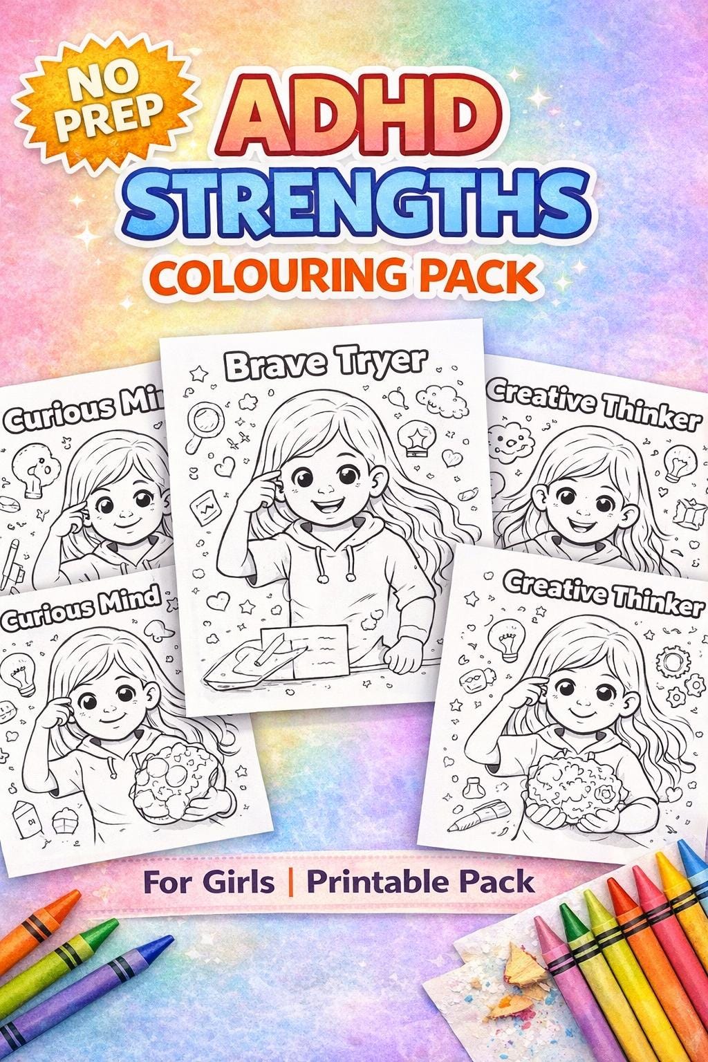 ADHD Colouring Pages for Girls | 14 Page Confidence & Self Esteem ...
