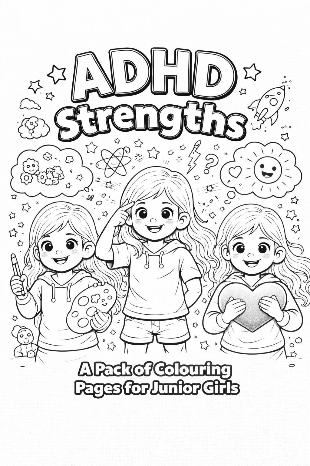ADHD Colouring Pages for Girls | 14 Page Confidence & Self Esteem ...