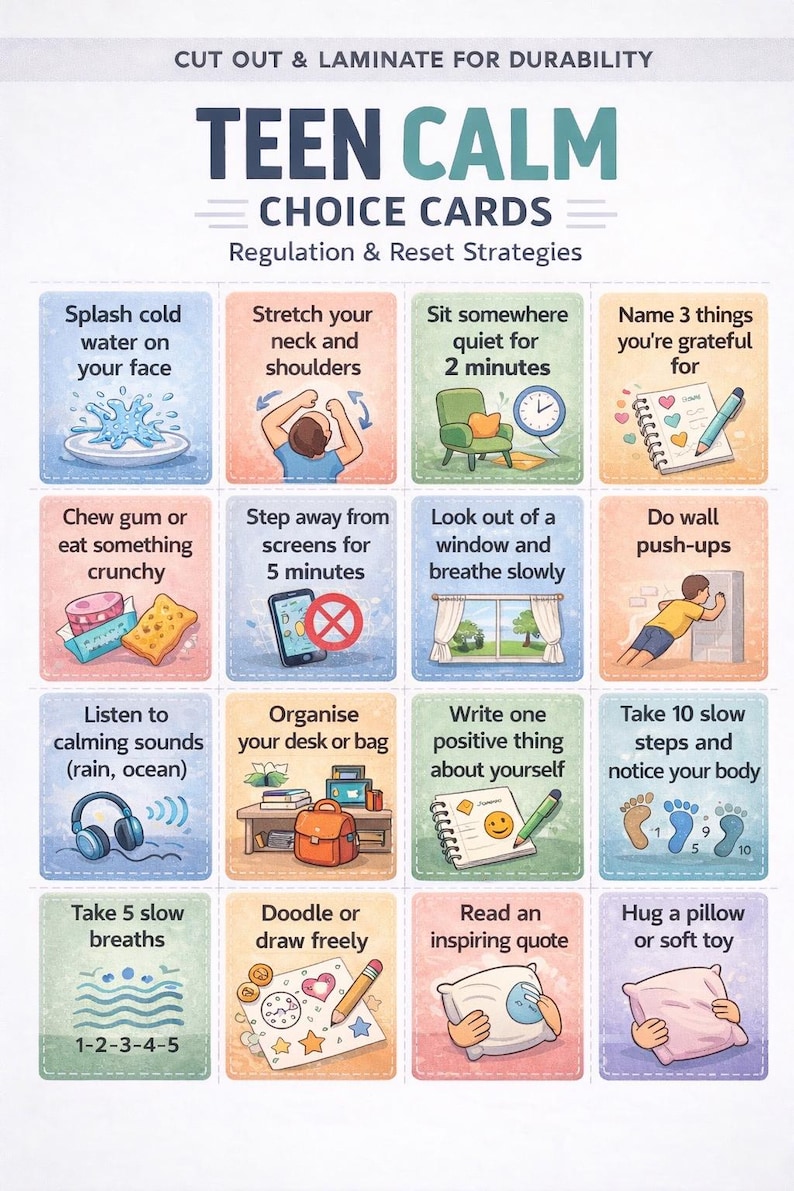 Teen Emotional Regulation Cards | Anxiety & Coping Skills for Teens ...