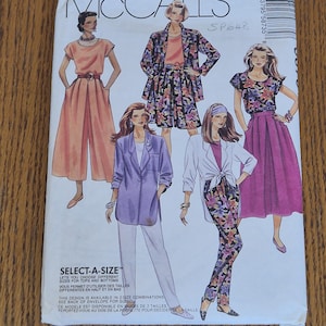 1990's McCall's Sewing Pattern 5873 Misses' Unlined Jacket, Top, Skirt, Split-Skirt and Pants Ladies Size 18-20 Bust 40-42"