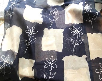 Vintage navy and white scarf: long unworn design