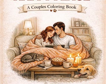 Home Is Our Happy Place Couples Coloring Book | Romantic Cozy Scenes (Digital Download)