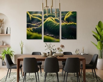 Macro Forest Floor Moss Triptych Canvas Print (Digital Download)
