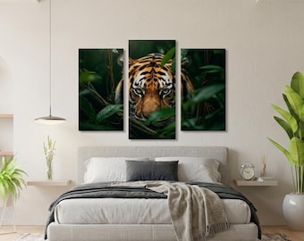 Bengal Tiger Jungle Triptych Wall Art (Digital Download)