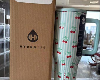 Engraved 40 Oz Stainless Steel Traveler Tumbler Blue Cherry Print
