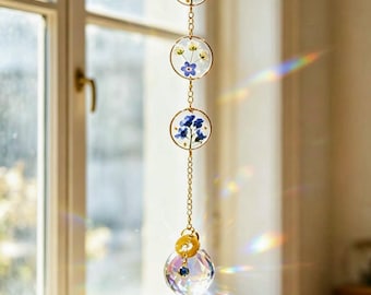 Infant Loss Memorial Suncatcher, Miscarriage Gift, Forget Me Not Baby Memorial, Pregnancy Loss Sympathy Keepsake with Baby’s Breath Flowers