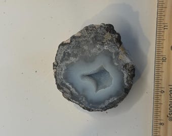 Blue Agate Slice Geode Crystal Specimen – Pretty Blue Interior Stone