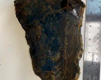 Biotite Stone: Blues, Browns, and Scorched Textures (11cm x 5cm)