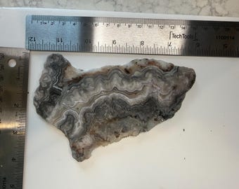 Kambanbsa Jasper Slice: Black and Green Banded Agate Stone Slab