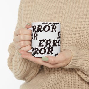 Distressed ERROR Pattern Mug | Glitch Text Ceramic Coffee Cup