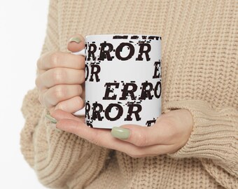 Distressed ERROR Pattern Mug | Glitch Text Ceramic Coffee Cup