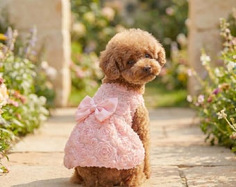 Adorable Pink Dog Dress – Floral Party Outfit for Small Dogs, Special Occasion Pet Apparel