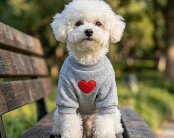 Dog Heart Sweatshirt | Small Pet Hoodie, Puppy Sweater, Cozy Winter Outfit