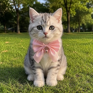 Mjukt katthalsband med rosett och klocka, kattungetillbehör, fotorekvisita, modesmycken