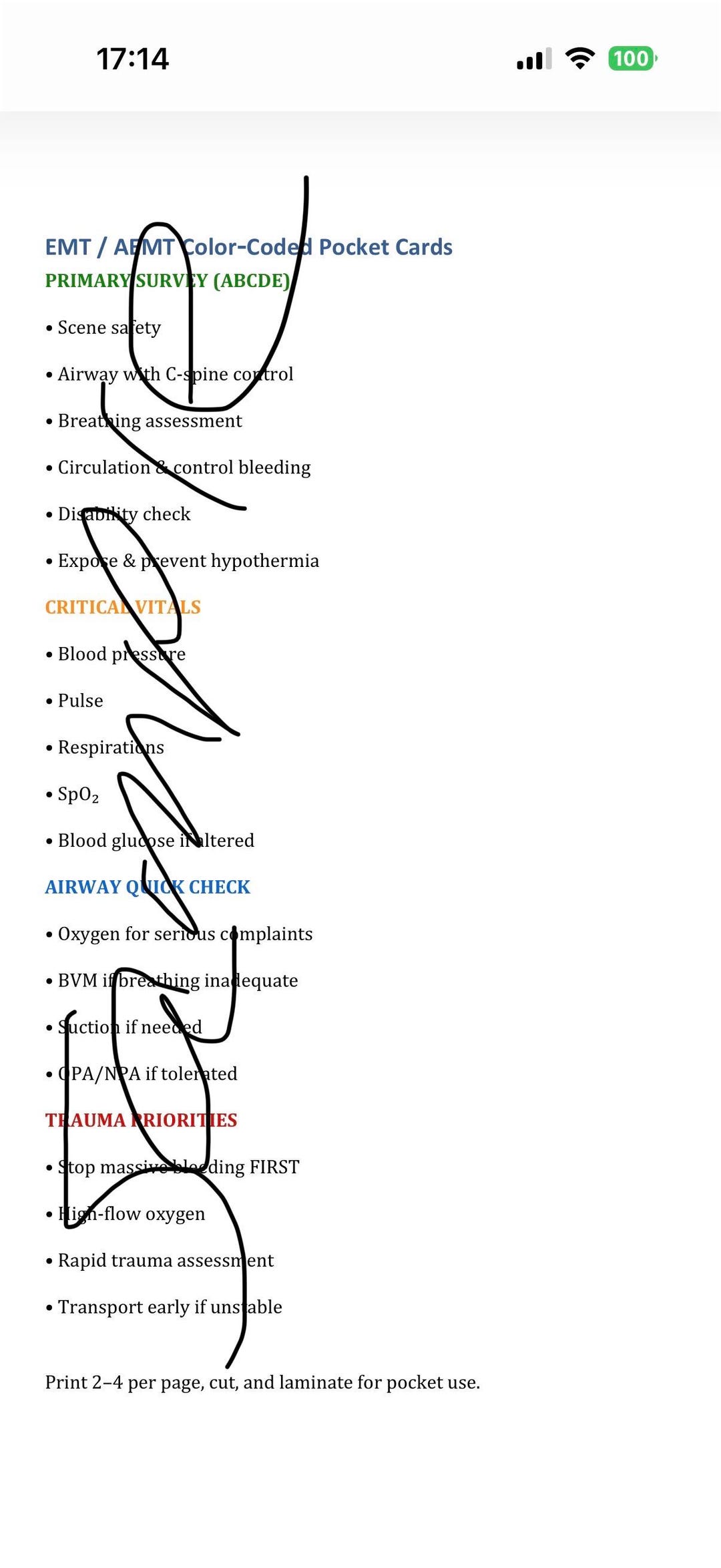 Ics Quick Reference Print Guide EMT Color-coded Quick Reference | Printable, Able to Be Laminated EMS ...