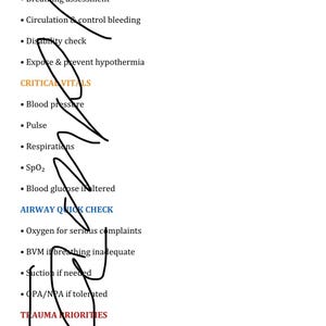 May include: Color-coded pocket cards for EMT/AFMT, detailing primary survey steps (ABCDE), critical vitals, airway quick check, and trauma priorities. Instructions to print, cut, and laminate for pocket use are included.